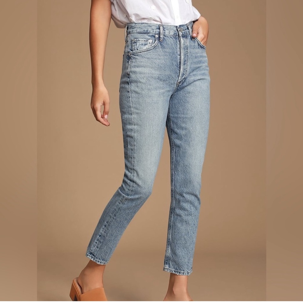 Agolde Riley High Rise Straight Crop jeans denim in Blur 26 A056-1139